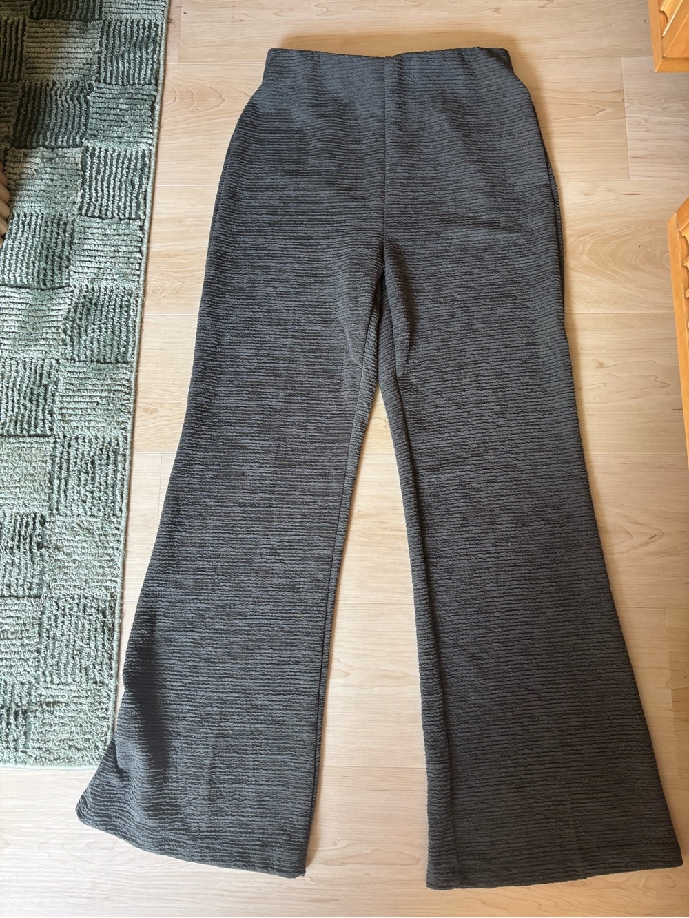 Gilli Olive Textured Knit Two-Piece Set - Scoop Neck Button Top & Flare Pants - Picture 6 of 17